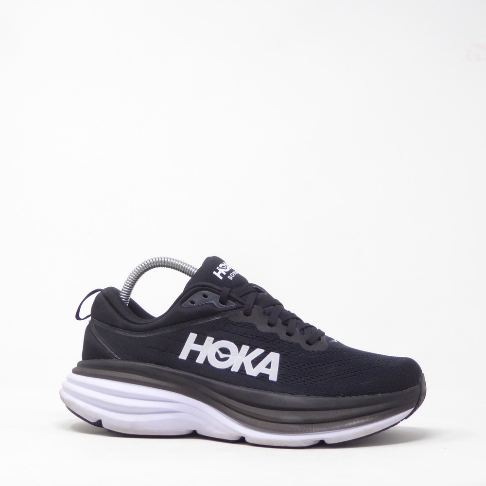 Hoka Womens Running Shoes Sneakers Black White Bondi 8 Size 9B